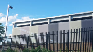 Facade on exterior of building.