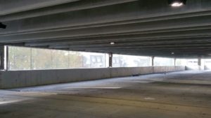 Crocker Park parking garage interior.