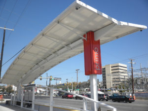Bus station canopy.